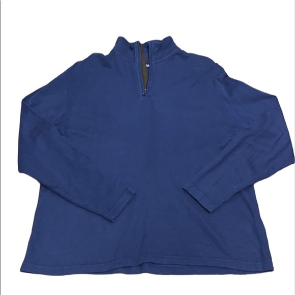 Chaps men’s quarter zip navy blue pullover with brown trim Size XXL - Picture 1 of 4